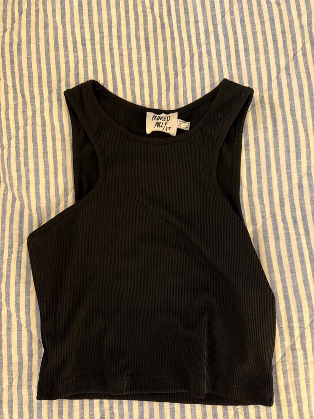 Princess Polly Black Ribbed Cropped Tank